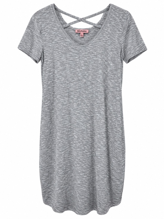 Juicy Couture Dresses & Skirts - Juicy Couture Criss Cross Neck T Shirt Dress Short Sleeve Gray Small